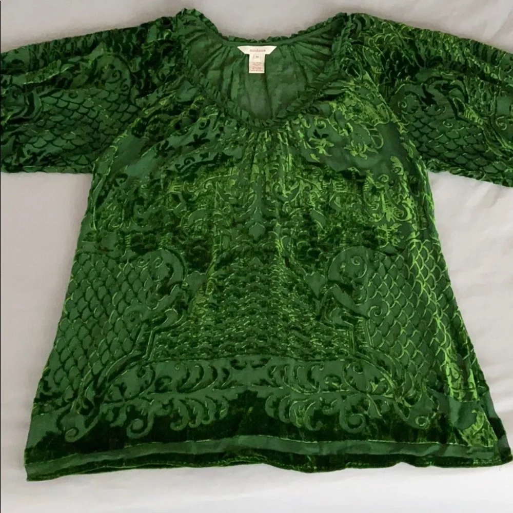Elegant Green Velvet Top - Picture 4 of 5